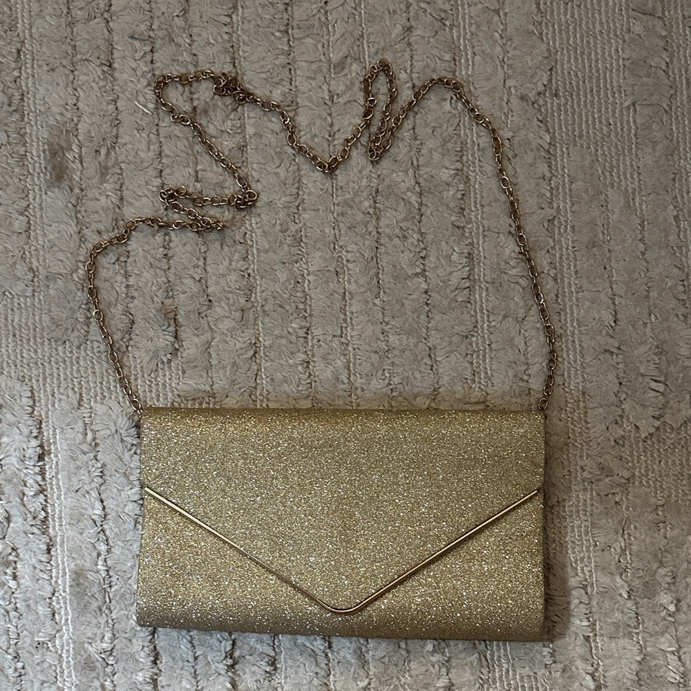 Elegant Gold Clutch Bag with chain strap